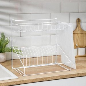 Сушилка для посуды с поддоном, 38*24*37 см, белый