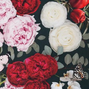 Дорожка на стол Этель Flowers, 40x146 см, 100% хлопок, саржа 190 г/м², чёрная