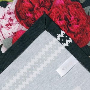 Дорожка на стол Этель Flowers, 40x146 см, 100% хлопок, саржа 190 г/м², чёрная
