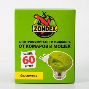 Комплект от комаров "Zondex", фумигатор+жидкость 60 ночей, 45 мл