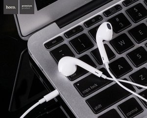 Проводные наушники HOCO M1 original, Jack 3.5mm, 1.2 м, белый, контроллер с микрофоном