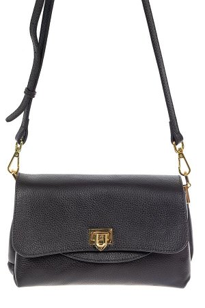 Женская сумка satchel из фактурной натуральной кожи, цвет чёрный