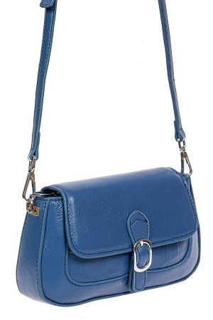 Кожаная сумочка кросс-боди со вставкой из крокодиловой кожи, синяя