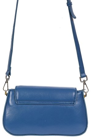 Кожаная сумочка кросс-боди со вставкой из крокодиловой кожи, синяя