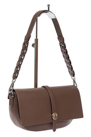 Кожаная сумка-седло с плетёной ручкой, цвет коричневый