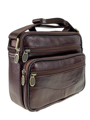 Мужская повседневная сумка из натуральной кожи, цвет коричневый