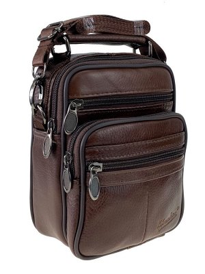 Небольшая мужская сумка из натуральной кожи под документы, цвет коричневый