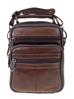 Небольшая мужская сумка из натуральной кожи под документы, цвет коричневый