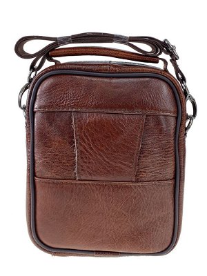 Мужская сумка на пояс из фактурной натуральной кожи, коричневая