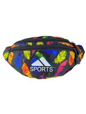 Поясная спортивная сумка из текстиля с ярким принтом, цвет чёрный