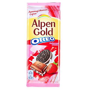 Шоколад Альпен Гольд Орео Клубничная начинка 95 г 1 уп.х 19 шт.