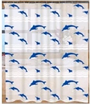 Шторка д/ванной "Синие дельфины" 180*180см, PEVA, 0,06мм /Арт-MZ-A060-3/336040/MZ