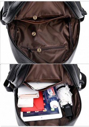 Женский рюкзак, логотип "Кенгуру", два отдела, карман на лицевой стороне, цвет черный