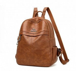 Женский рюкзак, логотип "Кенгуру", два отдела, карман на лицевой стороне, цвет коричневый