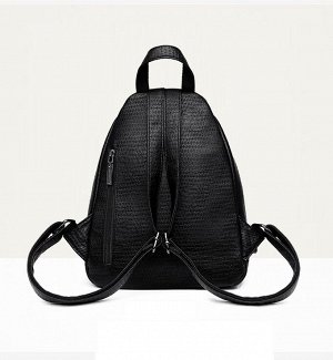 Женский рюкзак-сумка грушевидной формы, клапан на замке, декоративный элемент в виде дорожки из страз, цвет черный