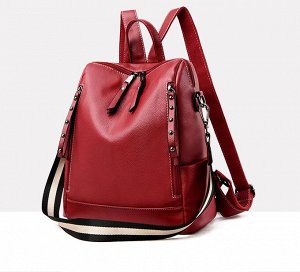 Женский рюкзак-сумка с вертикальными молниями на лицевой стороне, цвет красный