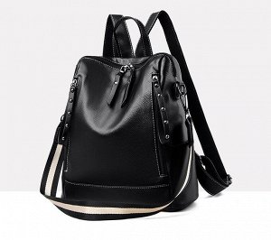 Женский рюкзак-сумка с вертикальными молниями на лицевой стороне, цвет черный