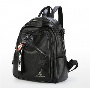 Женский рюкзак-сумка, диагональная молния на лицевой стороне, логотип "Кенгуру", цвет черный