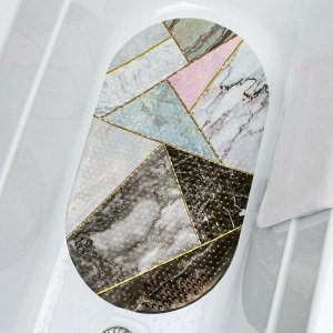 Коврик для ванны Доляна «Геометрика», 37,5?69 см, цвет розово-серый
