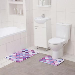 Набор ковриков для ванны и туалета Доляна «Мозаика», 2 шт: 40?50, 50?80 см
