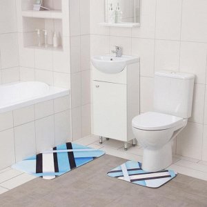 Набор ковриков для ванны и туалета Доляна «Полосатый», 2 шт: 40x50, 50x80 см