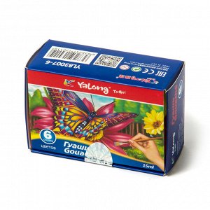 Гуашь Yalong 6 цветов, 15 мл., картонная упаковка, "Тропики"