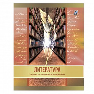 Тетрадь предметная &quot;Литература&quot; А5 36л., со справочным материалом, на скрепке, мелованный картон, Alingar