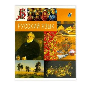 Тетрадь предметная "Русский язык" А5 36л., со справочным материалом, на скрепке, мелованный картон, Alingar