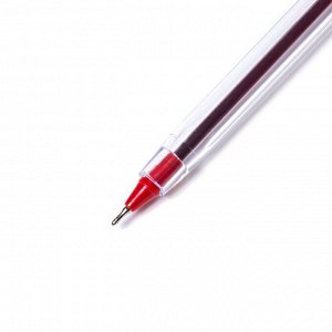 Ручка шариковая красная TODAYS "Ball Clossy", игольчатый након., корпус прозрачный, 0,7 мм (50шт)