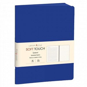 Записная книжка А6, Канц-Эксмо, 7БЦ, soft-touch, ляссе, линия, 80 л, "Ночной", синий