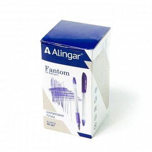 Ручка шариковая, Alingar, "Fantom" синяя, 0,7 мм., игольчатый наконечник, резиновый грип, прозрачный пластиковый корпус
