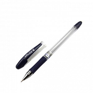 Ручка шариковая, Alingar, "Maxriter" синяя, 0,5 мм., игольчатый наконечник, резиновый грип, прозрачный пластиковый корпус