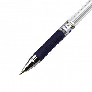 Ручка шариковая, Alingar, "Maxriter" синяя, 0,5 мм., игольчатый наконечник, резиновый грип, прозрачный пластиковый корпус