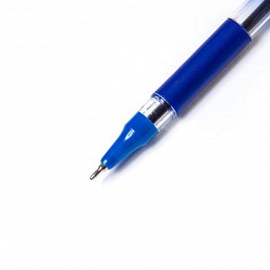 Ручка шариковая, Alingar, "Stream" синяя, 0,7 мм., игольчатый наконечник, резиновый грип,прозрачный пластиковый корпус