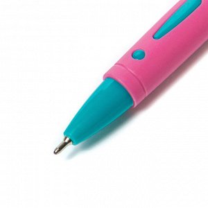 Ручка шариковая, автоматическая, Alingar, синяя, 0,7 мм., игольчатый наконечник, резиновый грип,цветной корпус