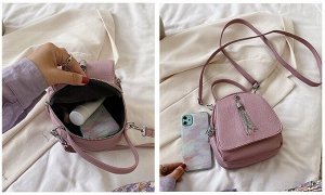 Женская сумка, два отделения, карман спереди и сзади, кисточка на замке, цвет фиолетовый