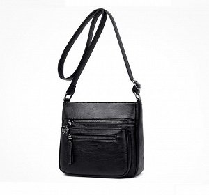 Женская сумка, три кармана на лицевой стороне, цвет черный