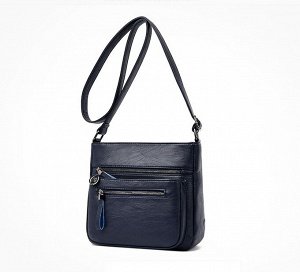Женская сумка, три кармана на лицевой стороне, цвет синий