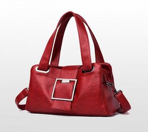 Женская сумка, ремешок-клапан на магнитном замке, три отделения, цвет красный