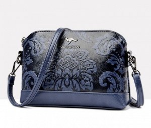 Женская сумочка, принт "Цветок", логотип "Кенгуру", цвет синий