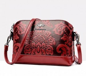 Женская сумочка, принт "Цветок", логотип "Кенгуру", цвет красный