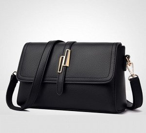 Женская сумочка с клапаном и декоративным ремешком, цвет черный