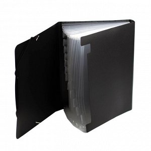 Папка-картотека на резинке Sahand, A4, "Black C", 328*235*32, 600 мкм, 12 отделений, цветная, матовая