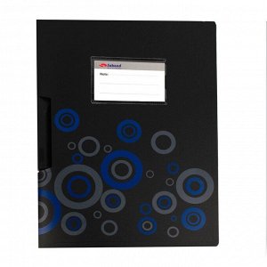 Папка-скоросшиватель Sahand, А4, 230* 310, пластиковая, 150 мкм, черная матовая, цветной рисунок,поворотный зажим, карман для визитки, "Black C"