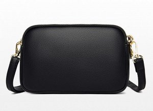 Женская сумочка минималиста, карман на лицевой стороне, золотая фурнитура, цвет черный