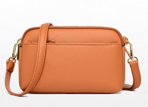 Женская сумочка минималиста, карман на лицевой стороне, золотая фурнитура, цвет желто-оранжевый