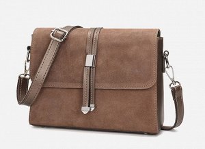 Женская сумочка с клапаном из искусственной замши, цвет бежево-коричневый