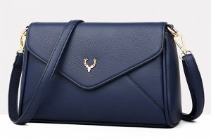 Женская сумочка с клапаном и золотой фурнитурой, логотип "Голова оленя", цвет синий