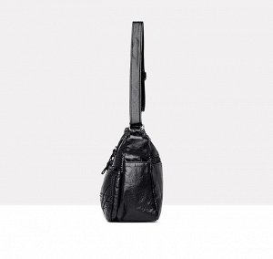 Женская мягкая сумочка, два кармана на лицевой стороне, цвет черный