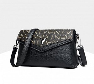 Женская  сумка с клапаном на магнитном замке, принт "Буквы Vifn", цвет черный